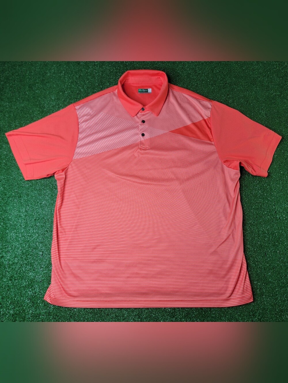 Ben Hogan Performance Polo Shirt Mens 2XL Light Orange White Stripes Golf Casual